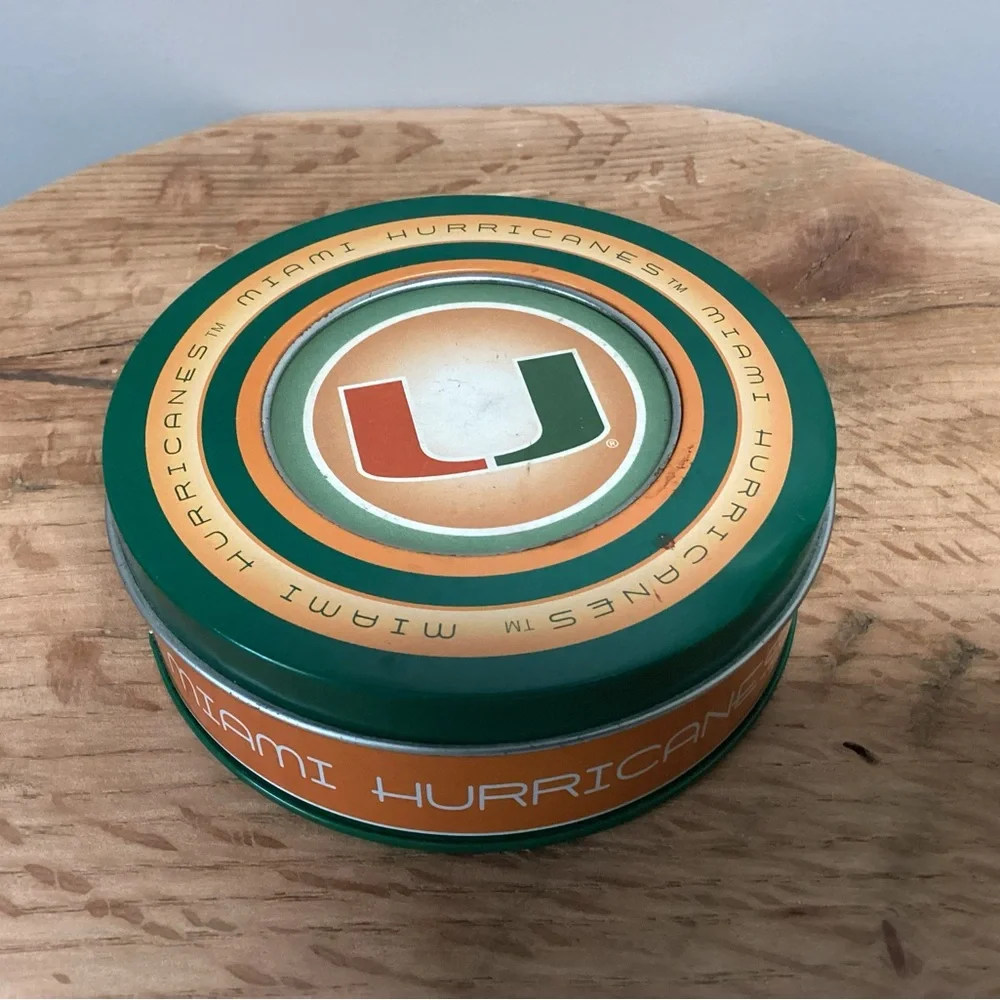 🟢 Miami Hurricanes College Football Ceramic Coaster Set in Metal Tin - Rare - Picture 1 of 16
